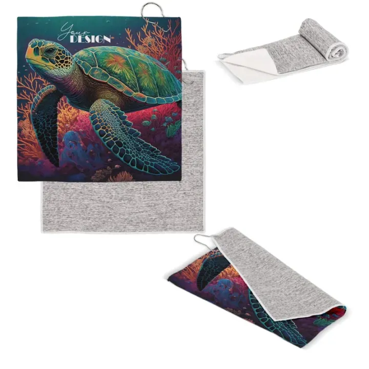 Quick dry golf towel with hook R-PET 30x30cm sublimation - LT95006 (gadzety reklamowe)